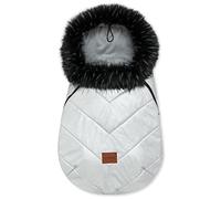 Bellochi Chanceliere Universelle pour Poussette - Chanceliere Cosy et Chaude avec Fermeture Éclair - Capuche Réglable et Col Fourrure Amovible (X - Argent)