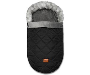 Bellochi Chanceliere Universelle pour Poussette - Chanceliere Cosy et Chaude avec Fermeture Éclair - Capuche Réglable et Col Fourrure Amovible - X-Black