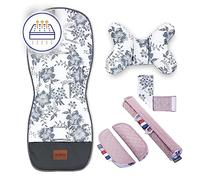 Bellochi Coussin Poussette Universel Été Matelas Poussette Universelle - Coussin Reducteur Poussette Universel et Aéré avec Coussin Anti-Choc -Coton et Velours - Pink Berry