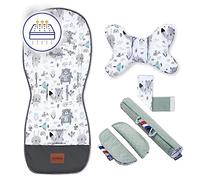 Bellochi Coussin Poussette Universel Été Matelas Poussette Universelle - Coussin Reducteur Poussette Universel et Aéré avec Coussin Anti-Choc -Coton et Velours - Animaland