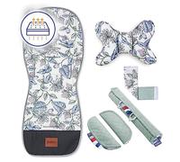 Bellochi Coussin Poussette Universel Été Matelas Poussette Universelle - Coussin Reducteur Poussette Universel et Aéré avec Coussin Anti-Choc -Coton et Velours - Meadow Flower