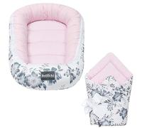 Bellochi Ensemble 2 en 1 Cocon Bebe et Nid d'ange Bébé - Réversible Couverture Enveloppante Bébé - Reducteur de Lit Bebe - 100% Coton - Pink Berry