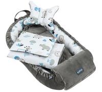 Bellochi Kit Nids Bébé 5 Pièces - Reducteur de Lit Bebe une Couverture de Bebe Cale Tete Bébé un Oreiller Plat - Safari