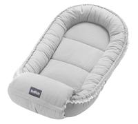 Bellochi Reducteur de Lit Bebe Cale Bebe pour Lit Cocon Bebe - Coton et Velours 90x60cm - Nid de Bebe - Cuddly Muslin Grey