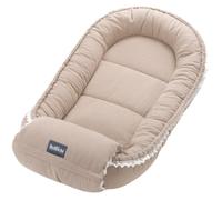 Bellochi Reducteur de Lit Bebe Cale Bebe pour Lit Cocon Bebe - Coton et Velours 90x60cm - Nid de Bebe - Cuddly Muslin Beige