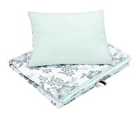 Bellochi Set de Couette Bebe 75x100 cm et Coussin Enfant 30x40cm - Couverture Enfant Réversible et Entièrement Lavable - 100% Coton (Mint Berry)