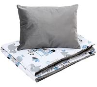 Bellochi Set de Couette Bebe 75x100 cm et Coussin Enfant 30x40cm - Couverture Enfant Réversible et Entièrement Lavable - 100% Coton - Safari