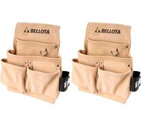 BELLOTA PC4BOL - Sac Porte-Outils en Cuir avec 4 Poches, logement pour Marteau et flexmètre (Lot de 2)