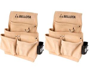 BELLOTA PC4BOL - Sac Porte-Outils en Cuir avec 4 Poches, logement pour Marteau et flexmètre (Lot de 2)