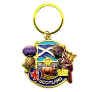 Bells Box Porte-clés souvenir du patrimoine écossais - Porte-clés rond doré écossais - Cadeau écossais pour voiture, Doré Multicolore, 8 x 5 cm