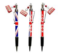 Bells Box Stylo à breloques London Landmarks : stylos Union Jack avec bus de Londres, cabine téléphonique et breloques Big Ben (lot de 3) (3 x breloques de bus)