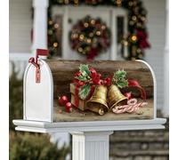 Bells Couverture magnétique pour boîte aux lettres de Noël avec ruban de houx rouge pour décoration de cour avant 45,7 x 53,3 cm