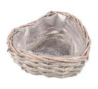 Bellushortus.eu Cache-Pot en Osier avec Film Plastique en Forme de cœur, Pot de Fleurs, Panier tressé (17x19x8 cm)