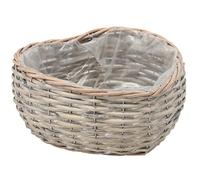 Bellushortus.eu Cache-Pot en Osier avec Film Plastique en Forme de cœur, Pot de Fleurs, Panier tressé (25x25x13 cm)