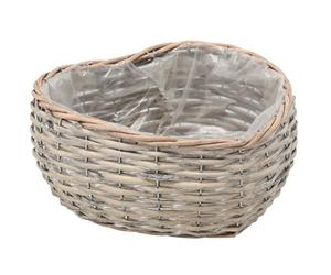 Bellushortus.eu Cache-Pot en Osier avec Film Plastique en Forme de cœur, Pot de Fleurs, Panier tressé (25x25x13 cm)
