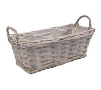 Bellushortus.eu Cache-Pot en Osier avec Film Plastique, Pot de Fleurs Panier avec poignées, bac à Fleurs (35x17x14 cm)