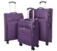 Bellville Valise extensible 8 roues souple avec serrure TSA, violet, Full Set, Valise