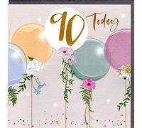 Belly Button Designs Carte de vœux de qualité supérieure pour un 90e anniversaire (doré rose)