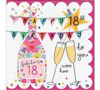 Belly Button Designs Glow BG052 Carte de vœux pour 18e anniversaire avec gaufrage et bordure colorée et enveloppe assortie