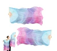 Belly Dance Fans | 2 Pieces Long Dancing Props | Faux Silk Fan Veils