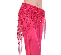 Belly Dance Hand Foulard Décorations Accessoires Bellydance Taille de la chaîne de la chaîne de Danse Costume Beauty Wayband Performance, Rose Rouge