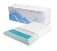 Belly Sleep Oreiller pour dormeur sur le ventre - Oreiller plat, fin et fin pour dormir - Oreillers ergonomiques en mousse à mémoire de forme avec surmatelas en gel frais et housse anti-humidité