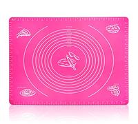 Belmalia Grande Tapis de Pâtisserie, de Cuisson, de Rolleau Résistant à la Chaleur, Silicone pour Votre Pizza, Pâte, Fondant, Cuisine 50x40cm Rose