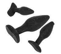 Belmalia Jouets Erotiques pour Adultes - 3x Plug Anal avec Pied Stable, Silicone triple set Ø 30 Ø 40 Ø 45 mm, Butt-Plug Noir