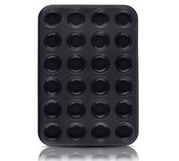 Belmalia Moule à Muffins pour 24 Mini Muffins en Silicone Anti-adhésif, Cupcakes, Brownies, gâteaux, Pudding Noir