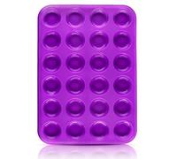 Belmalia moule à muffins pour 24 mini muffins en silicone anti-adhésif, cupcakes, brownies, gâteaux, pudding Violet