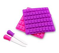Belmalia Moule en Silicone Pour 53 Chocolats ou Bonbons en Forme D’ourson + Compte-Gouttes Pipette Lila + Pink