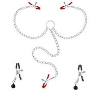 Belmalia Pinces à Seins avec Chaîne | 2 Pinces à Seins + Pince Clitoridienne | Jouets de Mamelon avec Cloches | Stimulateurs Mammaires pour Femmes et Hommes | Sex toys Extrêmes