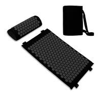 Belmalia Set de Tapis et Coussin d’Acupuncture | Ensemble D’Acupression | Tapis de Massage à Domicile avec Poignées de Transport | Noir