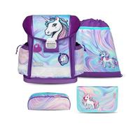 Belmil Classy 403-13/AG/S Sac à dos d'écolier 4 pièces, Unicorn Dream, m, Ensemble cartable