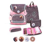 Belmil Premium Compact Plus 405-41/P/S Lot de 5 cartables ergonomiques - AGR, sangle de poitrine, ceinture abdominale et fermeture magnétique, Menthe 2, 37 x 30.5 x 19 cm