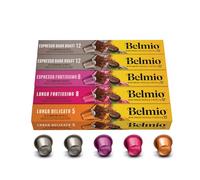 Belmio Capsules Nespresso Compatibles, Pack Espresso & Lungo, Capsules de café fortement torréfiées, Intensité 8 à 12, Qualité belge authentique, 4 variantes de saveurs, 50 unités.