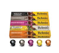 Belmio Capsules Nespresso Compatibles, Pack Mix d’Intensités, Capsules de café fortement torréfiées, Intensité 5 à 12, Qualité belge authentique, 5 variantes de saveurs, 50 unités.