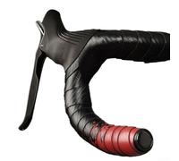Belnotelt Bande de guidon de vélo de route avec double couche d'absorption des chocs, coussin antidérapant en PU PVC pour le cyclisme par tous les temps, noir et rouge