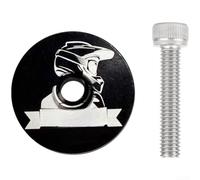 Belnotelt Capuchon de potence en alliage d'aluminium, coque supérieure de casque de 28,6 mm, léger usiné CNC, adapté pour VTT, vélos tout-terrain, noir (tout-terrain)