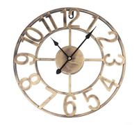 Belnotelt Horloge murale vintage d'extérieur en métal résistant aux intempéries - Décoration de jardin - Grand mouvement silencieux pour patio, porche, ferme - Noir ou doré - 40 cm (A)