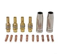 Belnotelt MB15 15AK MIG Lot de 16 embouts de soudage avec support de buse de contact, pointe conductrice 0,6 0,8 0,9 1,0 1,2 mm pour torche Riland Jasic Chiry Krpton (1 mm)