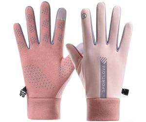 Belnotelt Paire de gants en polaire thermique coupe-vent imperméables pour écran tactile pour vélo, extérieur, hiver, poignets étendus antidérapants au niveau de la paume (A)
