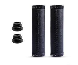 Belnotelt Poignées de guidon de vélo rétro en cuir de vachette verrouillable en cuir synthétique et alliage d'aluminium pour barres droites de 22,2 mm, poignées antidérapantes confortables pour vélo