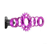 Belnotelt Roue libre à vitesse unique pour VTT et vélos à pignon fixe, pignon en alliage d'aluminium 16T 18T avec entretoises et anneau de verrouillage, kit de conversion prêt à l'emploi (violet-18T)