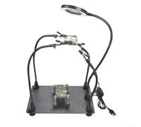Belnotelt Support de soudage PCB avec rotation à 360 degrés, loupe 3x, double mode, lumière LED, cinq bras, quatre clips, alimenté par USB