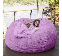 BELOF Géant Pouf Chaises Doux Fluffy Paresseux Housse De Canapé pour Adultes (Pas De Remplissage), Doux Moelleux Meubles pour Le Salon Chambre (Purple,5FT)