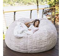 BELOF Géant Pouf Chaises Doux Fluffy Paresseux Housse De Canapé pour Adultes (Pas De Remplissage), Doux Moelleux Meubles pour Le Salon Chambre (White,5FT)