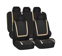 BELOMI Ensemble complet de housses de siège de voiture, en tissu respirant de qualité supérieure, universelles, faciles à installer, pour la plupart des voitures, camions, SUV (beige)