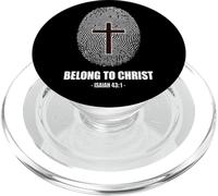 Belong to Christ Faith Fingerprint Cross Isaiah 43:1 PopSockets PopGrip pour MagSafe