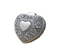 Belons Boîte à bijoux antique en alliage de zinc - Boîte à bijoux en forme de cœur - Argenté - Pour femme et enfant